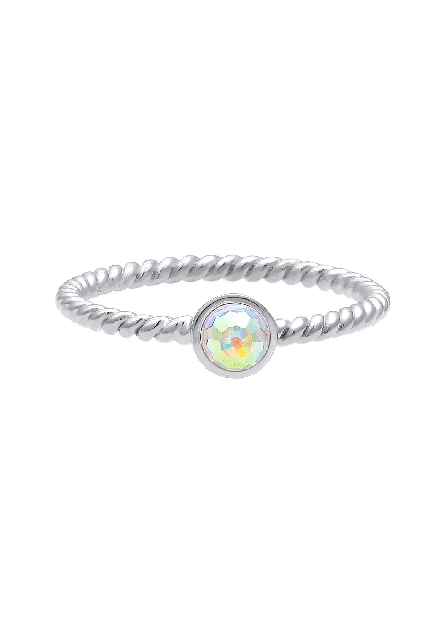 Elli Femmes Solitaire Twisted avec cristaux en argent sterling 925 plaqué or