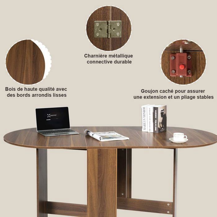 GIANTEX Table de Salle à Manger Pliable en Bois,Table de Cuisine Extensible Multi-Usage pour 4-6 Personnes,163 x 80 x 75CM