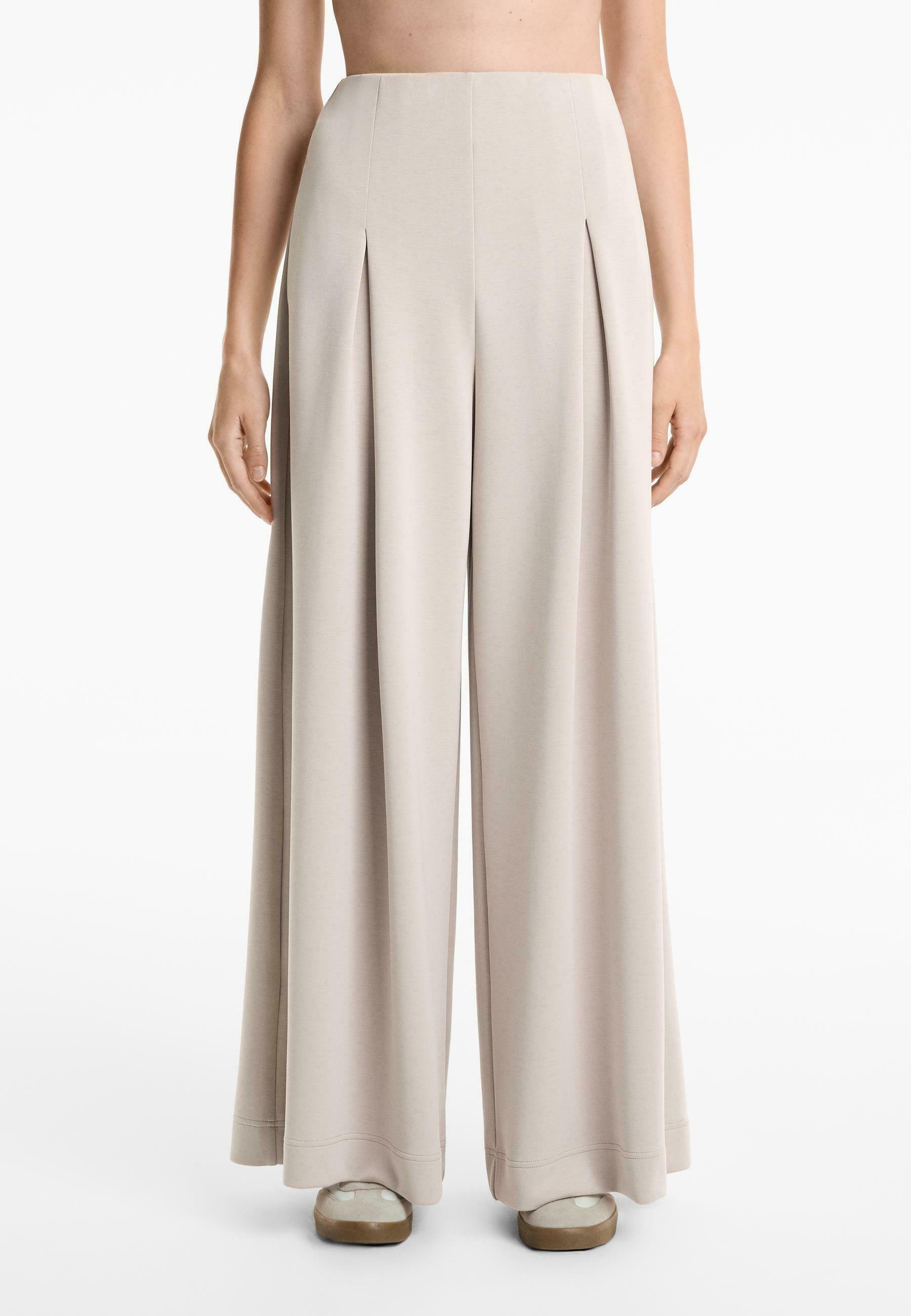 OYSHO SOFT-TOUCH WIDE-LEG PLEATED - Bukse - beige