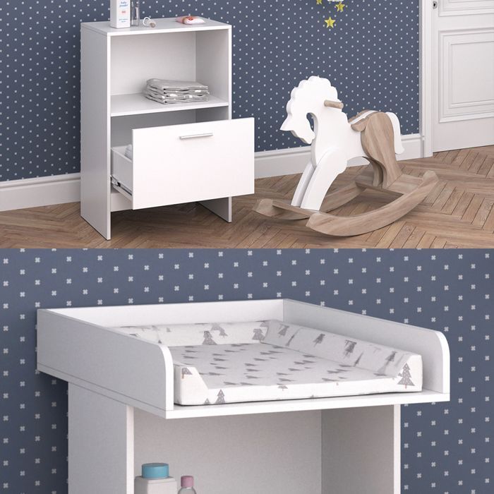 Trocador Leo 60x103cm com gaveta, Branco, Vicco 36744