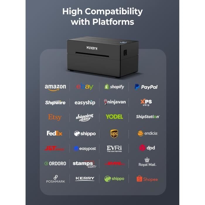 MUNBYN 130B – Bluetooth-Thermodrucker für Etiketten, 40–110 mm, 150 mm/s, 203 dpi