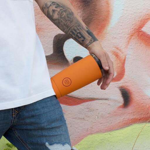 Cool Bottles Thermobecher aus leuchtend orangefarbenem Edelstahl