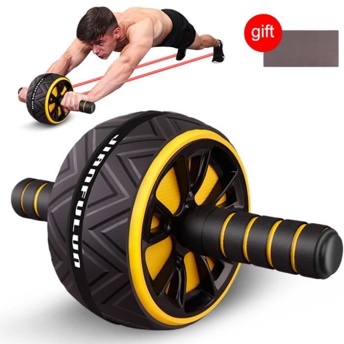 Rueda abdominal, rodillo abdominal, rueda de ejercicios abdominales, rueda de fitness para gimnasio en casa y equipo de entrenamiento de fuerza, amarilla
