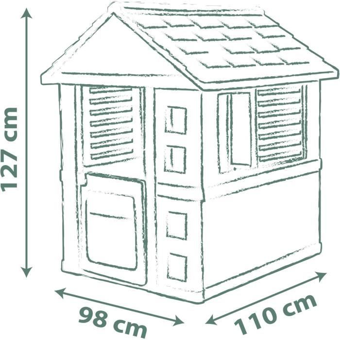 Smoby Life - Jolie Maison - Design Moderne - Portillon, Fenêtres avec Persiennes - Matière Recyclée - Dès 2 ans