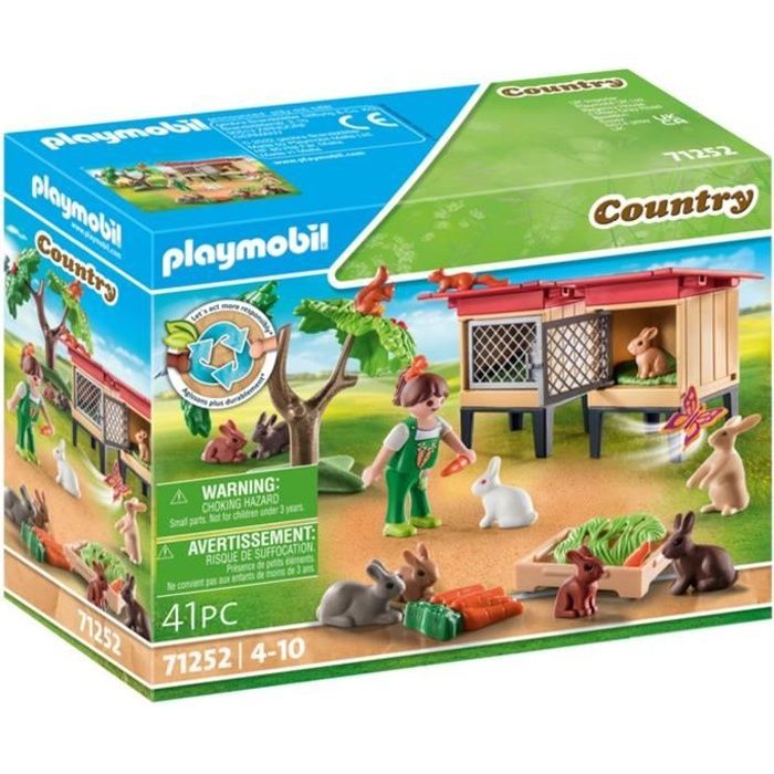 PLAYMOBIL 71252 Niño con recinto y conejos, Granja rural, Animales de granja, Para mayores de 4 años