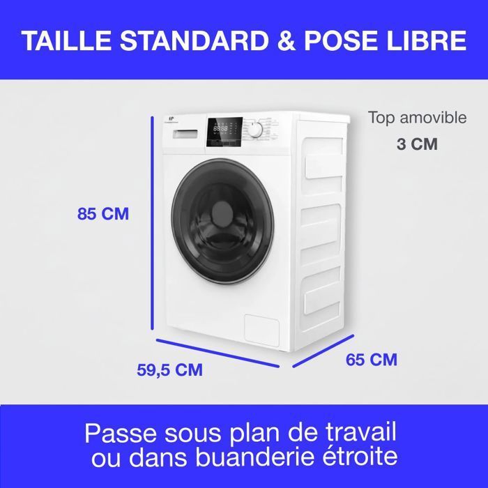 Voorlader wasmachine - CONTINENTAL EDISON - CELL12140IWP - 12 kg - Inductie - 60 cm - 1400 tpm - Wit