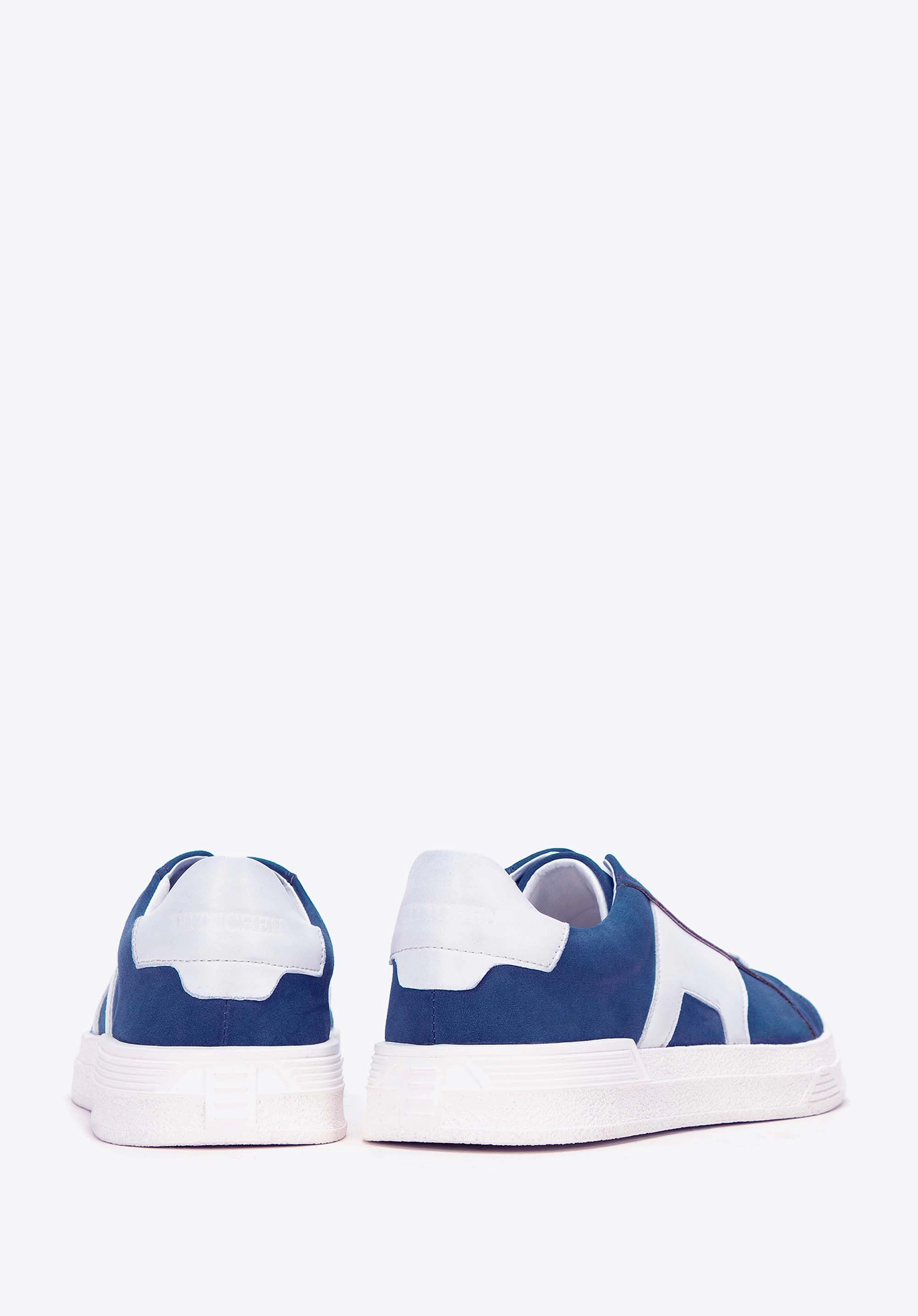 Męskie sneakersy z kontrastową podeszwą granatowe