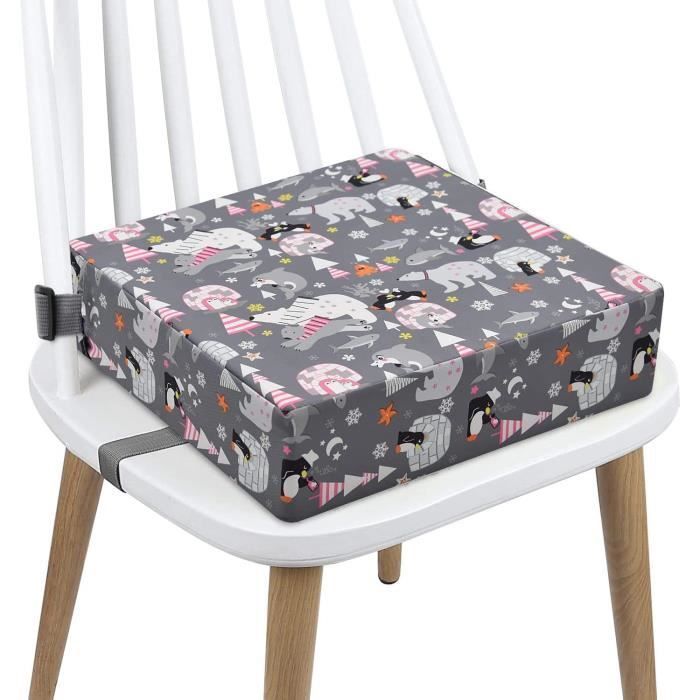 Réhausseur Coussin de Siège Chaise Enfant Portable Coussin Chaise Haute Bébé Carré Rehausseur de Siège(Ours)