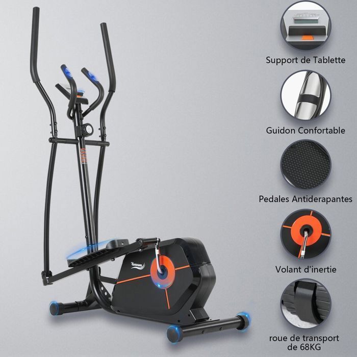Novonova Magnetic Home Elliptical Trainer, LCD Screen, 8 Resistance Levels, Magnetic Flywheel, NV-9304