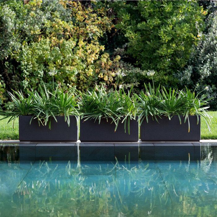 CASARIA 4x Jardinière Ethica Anthracite 80x36x36cm 80L résistante fond d'écoulement Bac à fleurs Pot de fleurs Jardin Balcon