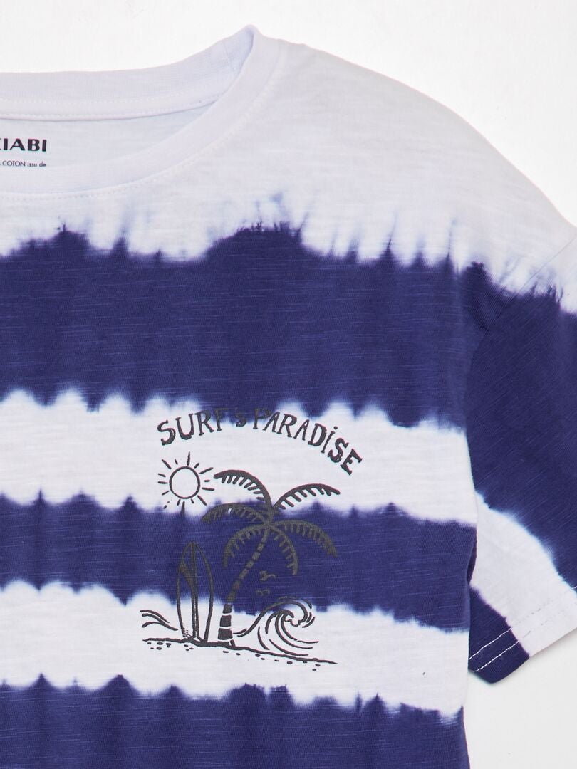 Żywa koszulka z nadrukiem „Tie and Dye” – NIEBIESKA