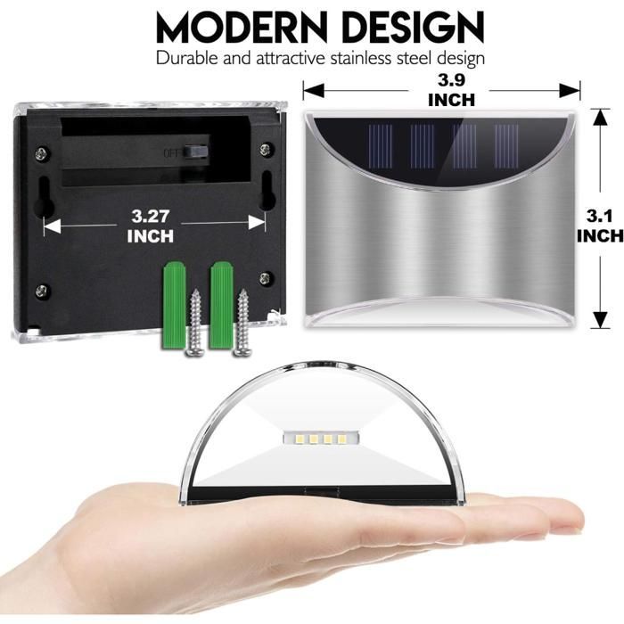Luces solares para exteriores - Iluminación blanca fría, resistentes al agua IP65 - Paquete de 2 - Para jardín, valla, patio