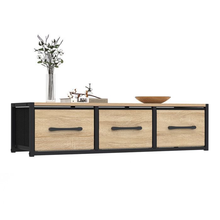 IDMARKET UTAH 3-Drawer Industrial Design Entryway Console Wall Shelf