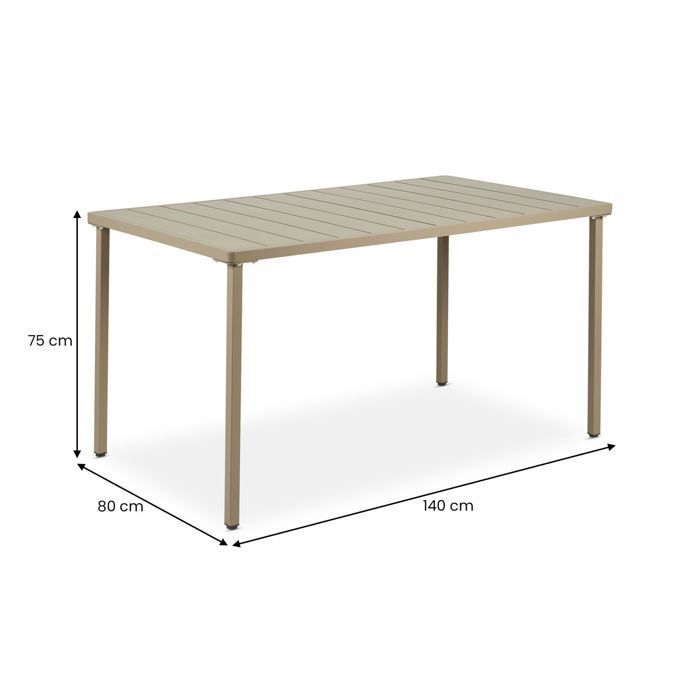 Ensemble table et chaises de jardin LAVANDA, coloris champagne, empilables résistantes aux intempéries et aux UV