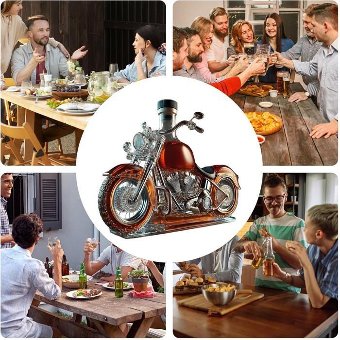 Carafe À Whisky Moto, Bouteille De Whisky Moto En Verre,Carafe À Whiskys Vintage Motos, 2025 Distributeur De Whiskys Motos