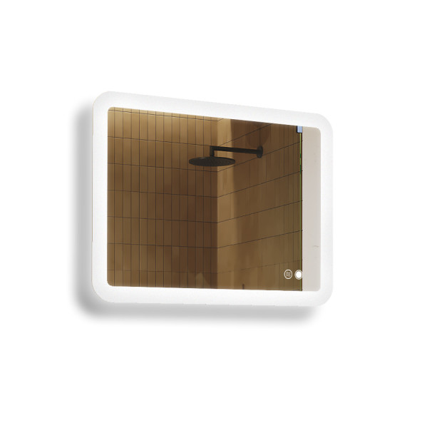 Lustro łazienkowe 80x60cm zaokrąglone - LED Dual, włącznik, mata grzewcza