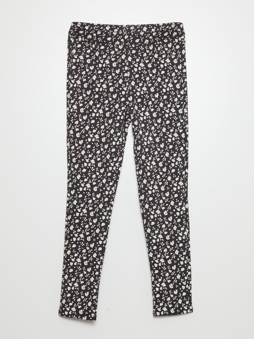 Bedrukte gebreide jeggings - ZWART