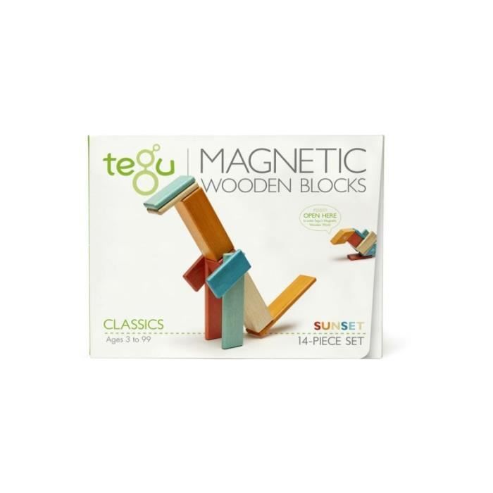 Kinderspelletjes - Tegu Classic Pocket 14 stuks - Zonsondergang - Magnetisch hout