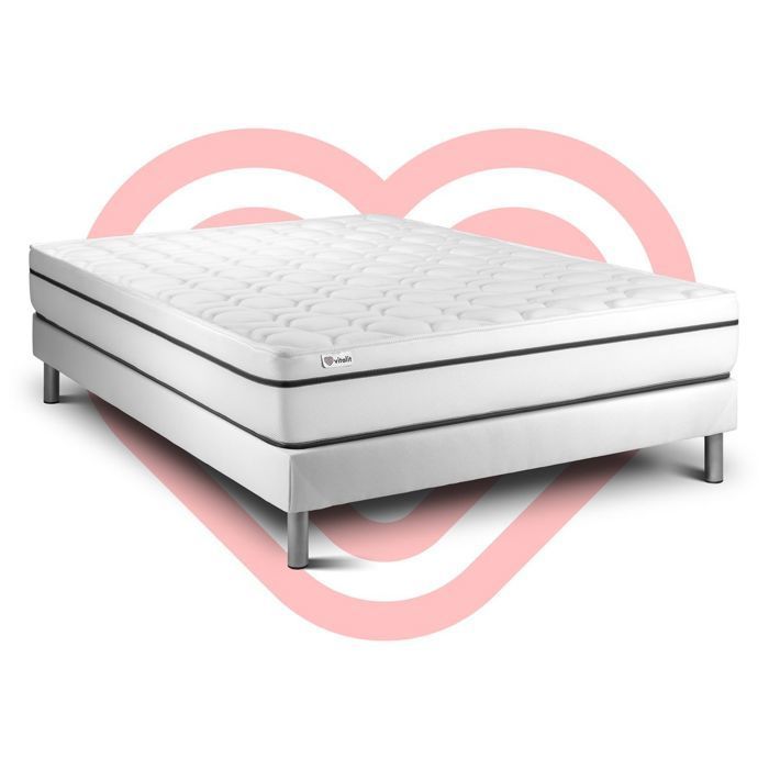 Conjunto de colchón y base de cama de 180x200 cm - Base de cama blanca (requiere montaje) - Vital Spa White