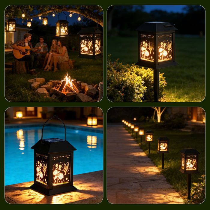Lot 2 Lanternes Solaires Extérieur – Lumière LED Bougie Vacillante Étanche Jardin – Décoration Suspendue