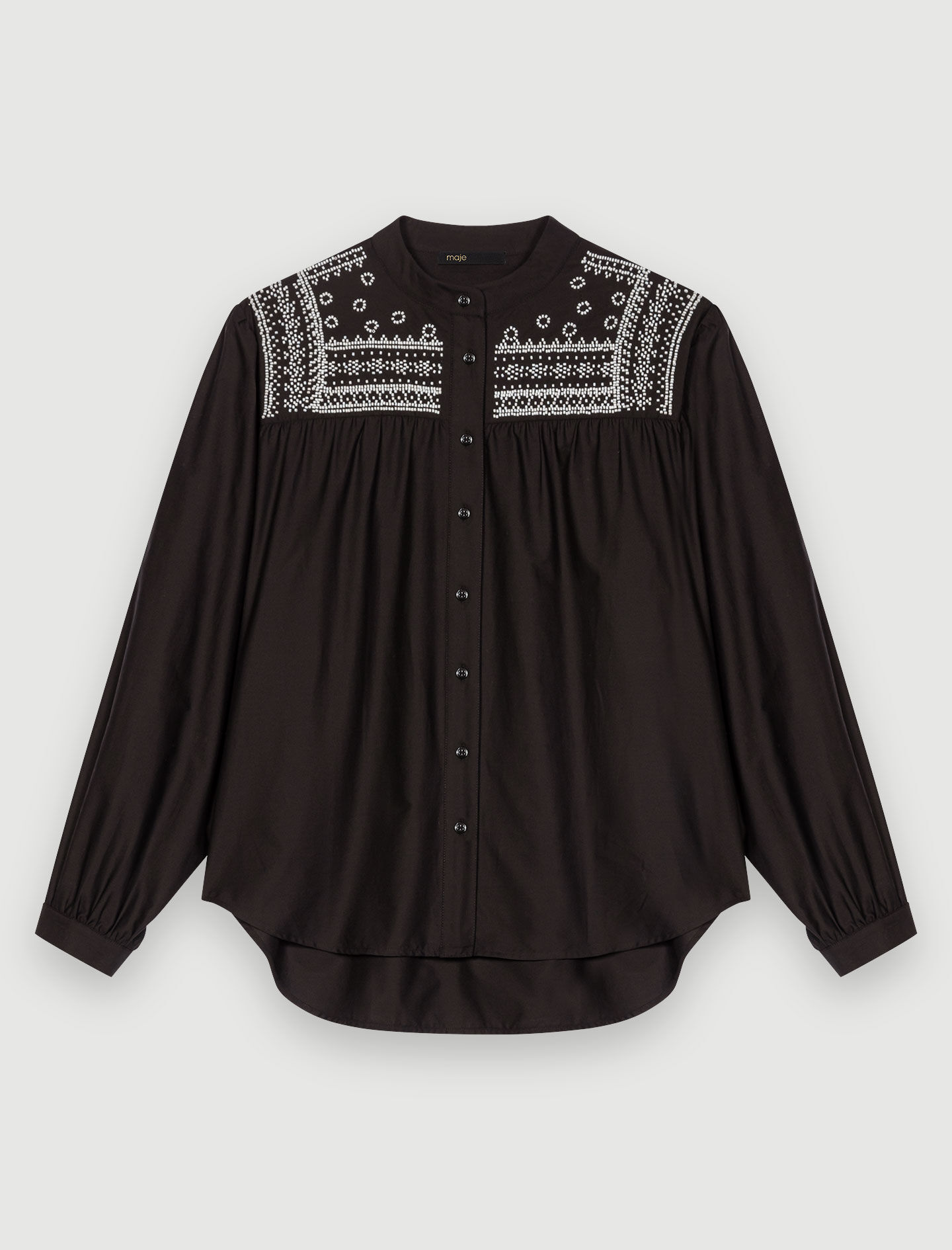 Overhemd met geborduurde details - Zwart