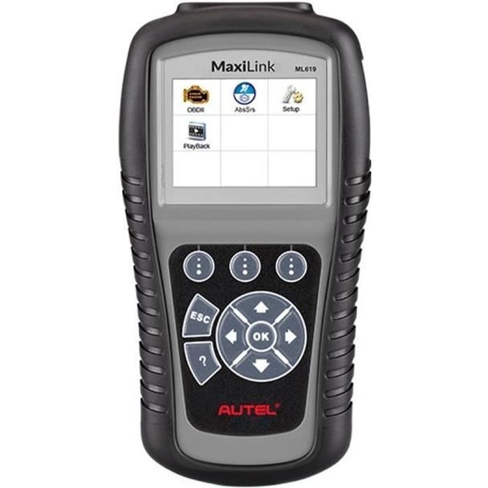 Herramienta de diagnóstico para automóviles Autel MaxiLink ML619 con funciones OBD2 completas y lector de códigos OBD2 en francés.