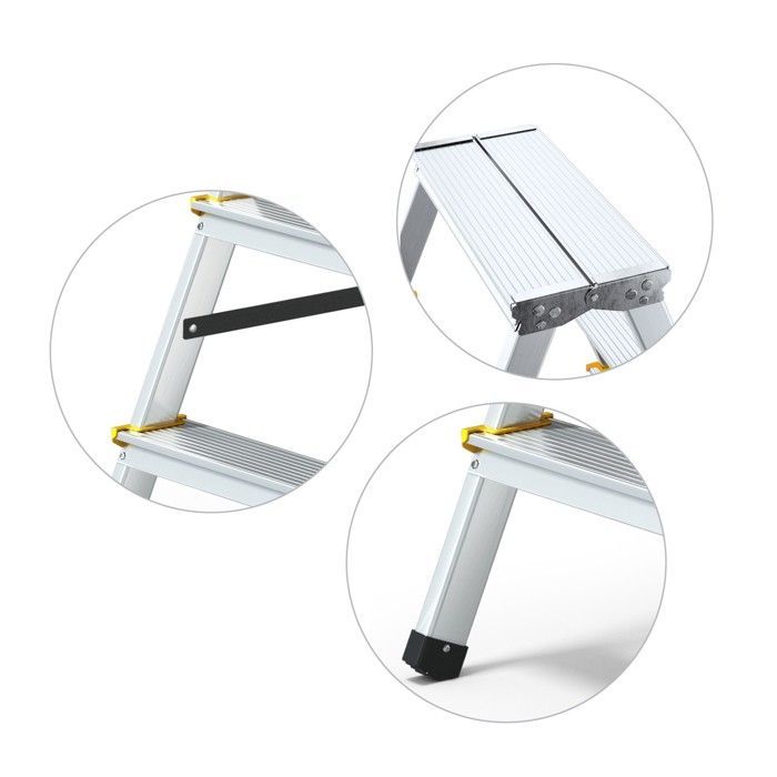 Escalera plegable de doble peldaño DWA de aluminio, 7 peldaños
