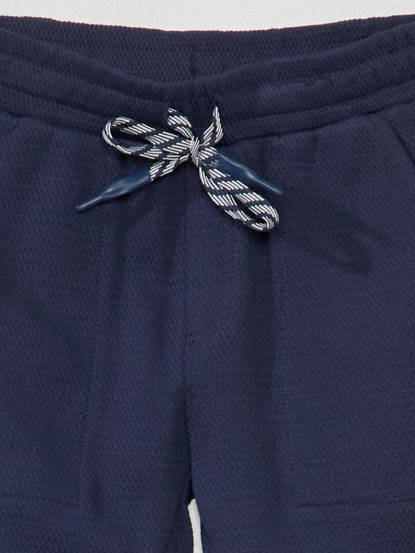 Joggingbroek van katoenpiqué - Comfortabelere pasvorm - Blauwzwart