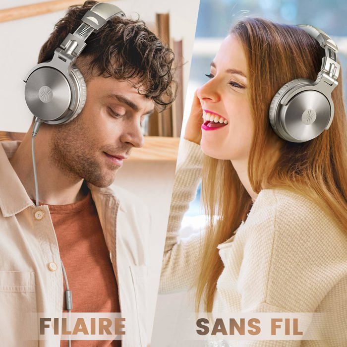 Studio Pro-C hoofdtelefoon - Bluetooth 110 uur & bedraad, hoge resolutie, microfoon, oorkussens van proteïneleer (zilver)
