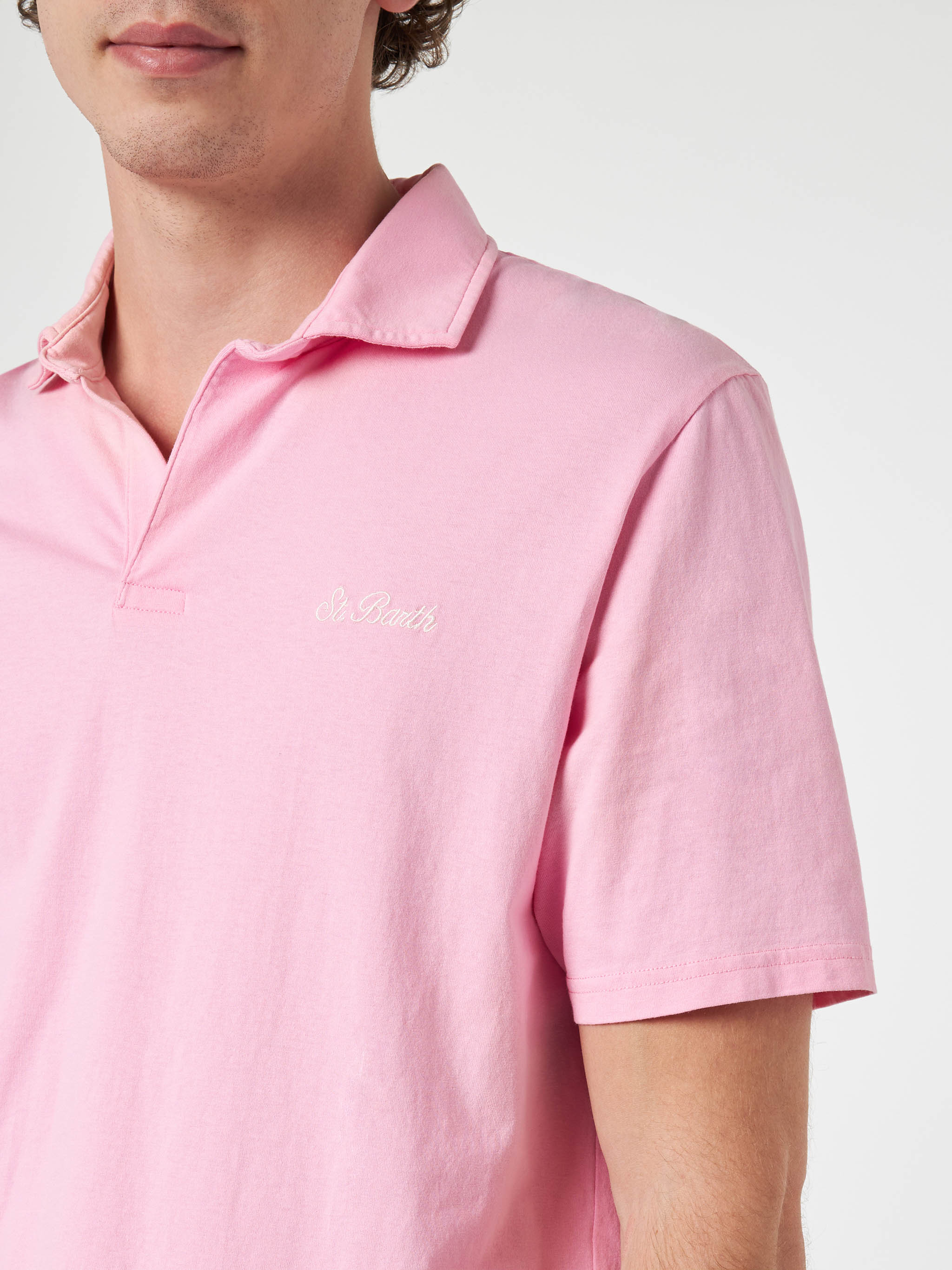 Brighton roze katoenen jersey herenpoloshirt