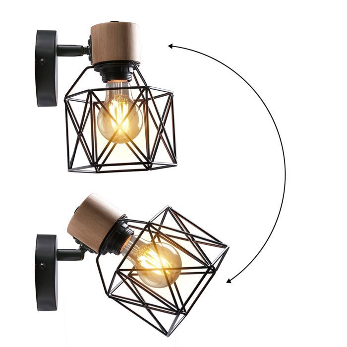 Applique Mural Industrielle Eclairage Mural Vintage en Métal E27 Lampe de Mur Luminaire Intérieur pour Salon Restaurant Couloir