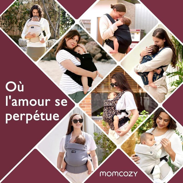 Portabebés Momcozy, portabebés ergonómico apto para bebés de 3,2 a 20 kg, negro.