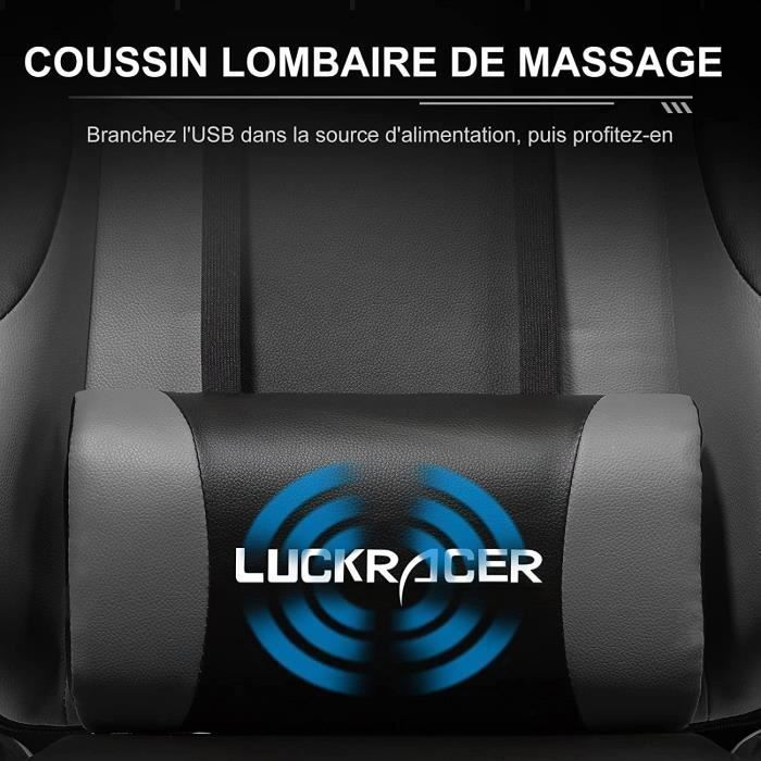 Cadeira Gamer com Apoio para os Pés, Almofada de Massagem Lombar, Cadeira de Escritório Ergonômica com Apoio de Braço Sincronizado (Cinza)