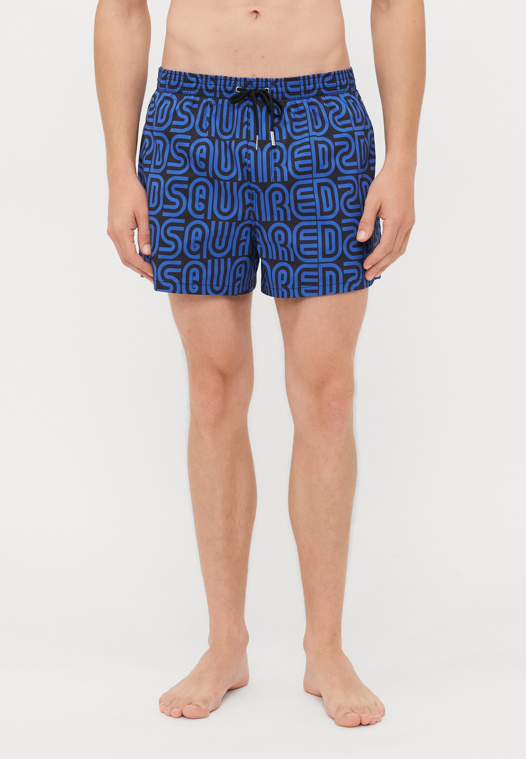 Short de bain midi Dsquared2 NEOCLASSIC ALLOVER LOGO - Noir/Bleu