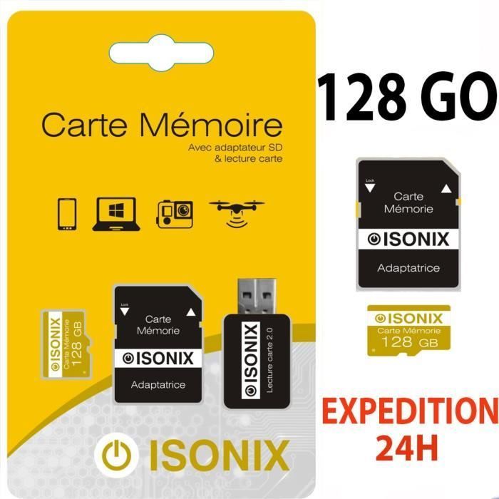 ISONIX Micro-SD Memory Card - 128GB - Class 10 - Yellow - Adapter Included