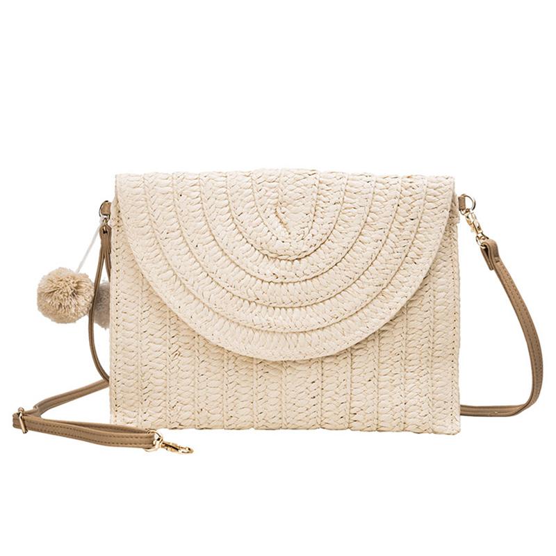Borsa a tracolla da donna alla moda 2020, elegante borsa a mano in paglia, pochette estiva da spiaggia, grande capacità, borsa tote, borsa a tracolla