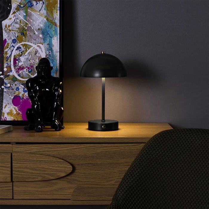 Lampe à poser en métal noir rechargeable (H25cm)