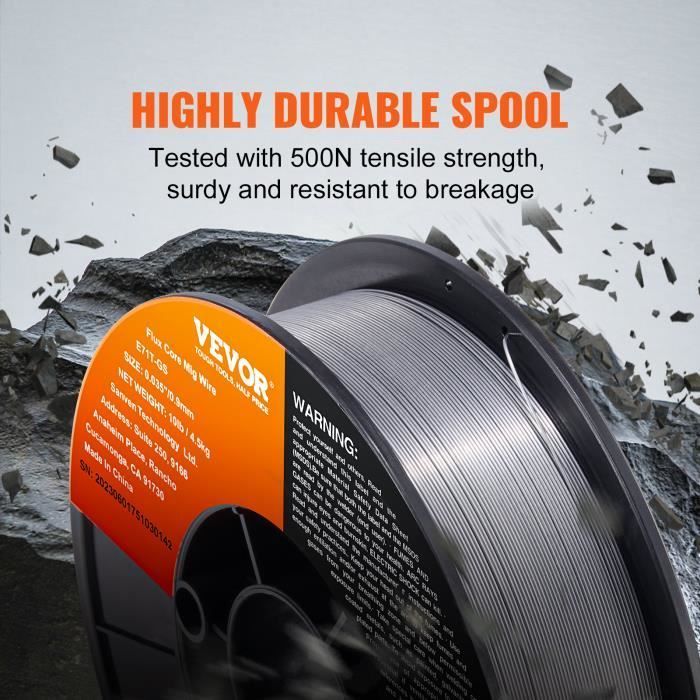 Welding Wire - VEVOR - MIG E71T-GS Flux Core Mild Steel Gasless Welding Wire 0.9mm 4.5kg
