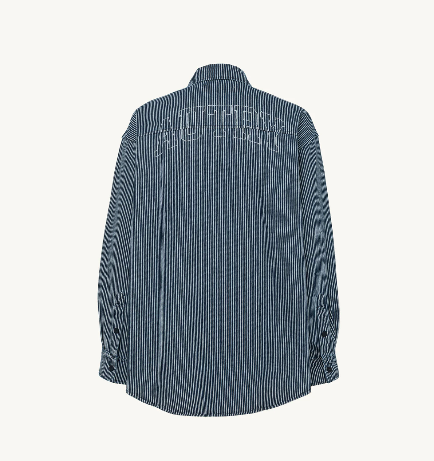 Tricou unisex din denim de bumbac, cu dungi albastre și albe, croială supradimensionată