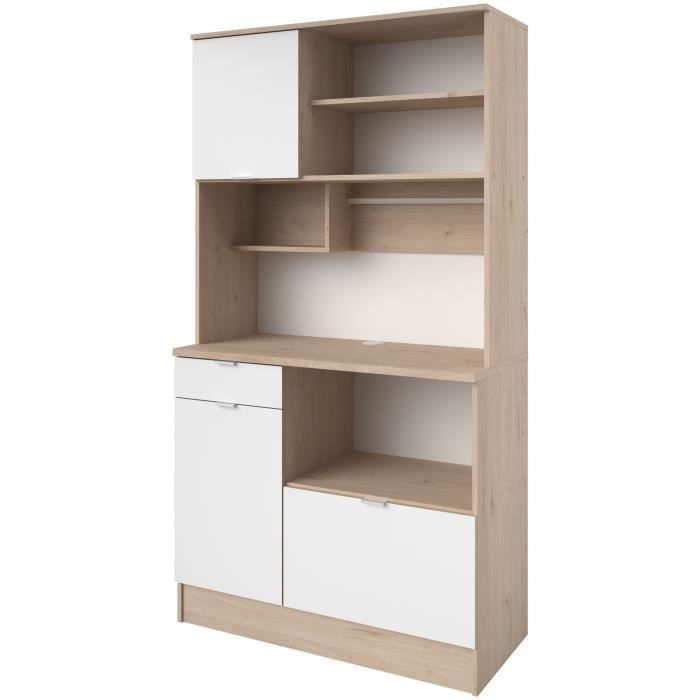 Aparador de cocina - BECOOL - 100,2 x 185,7 x 45,3 cm - Roble / Blanco - PARISOT