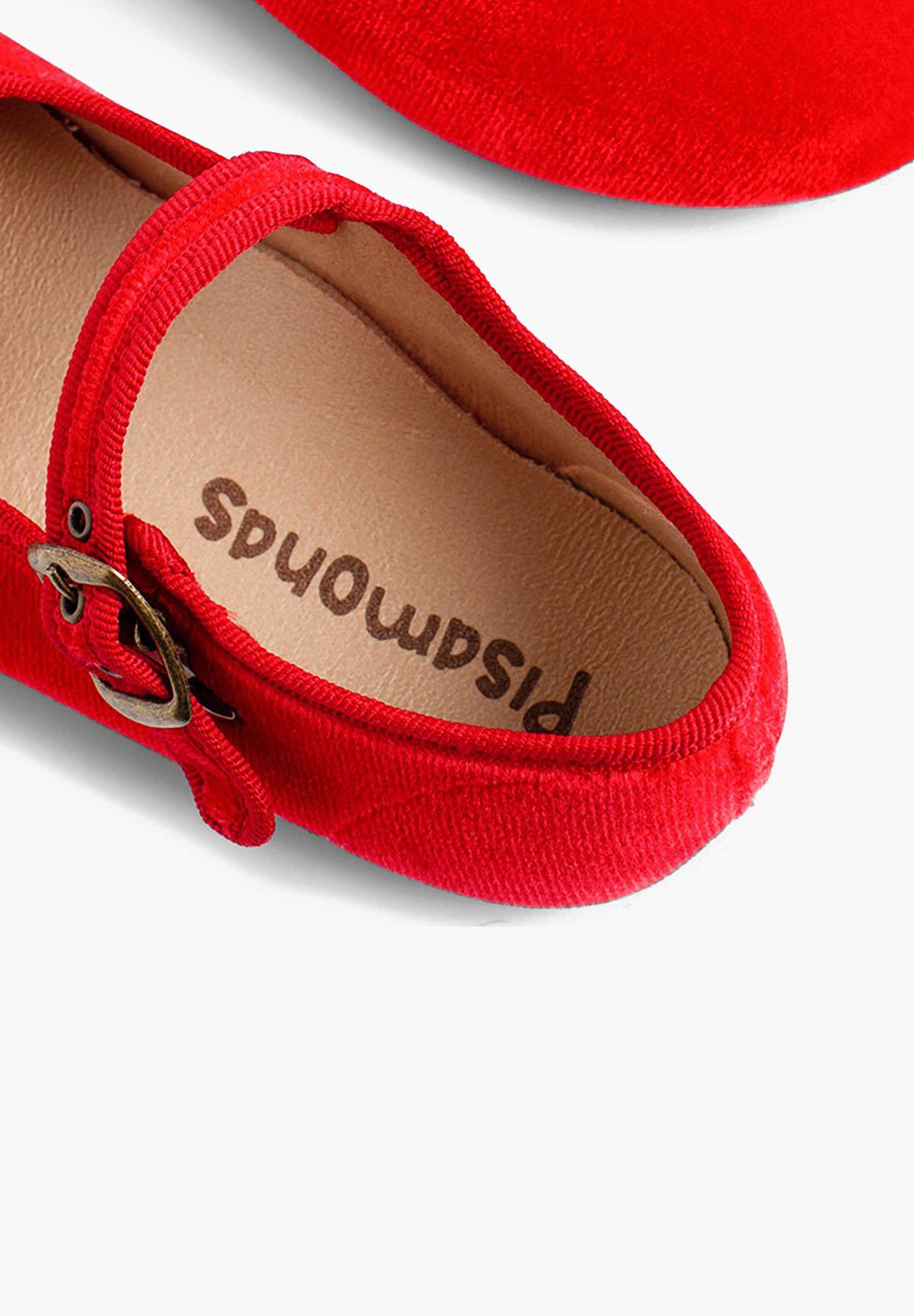Sapatinhos de bebê Pisamonas com fivela de veludo - vermelho