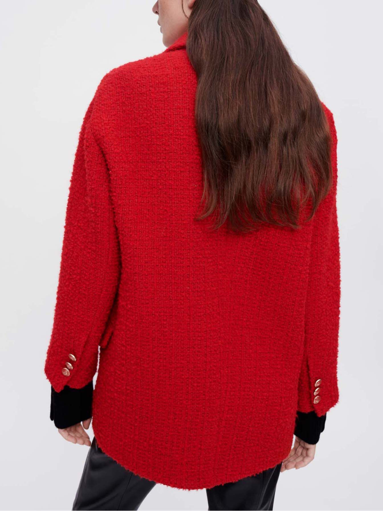Palton roșu elegant din tweed