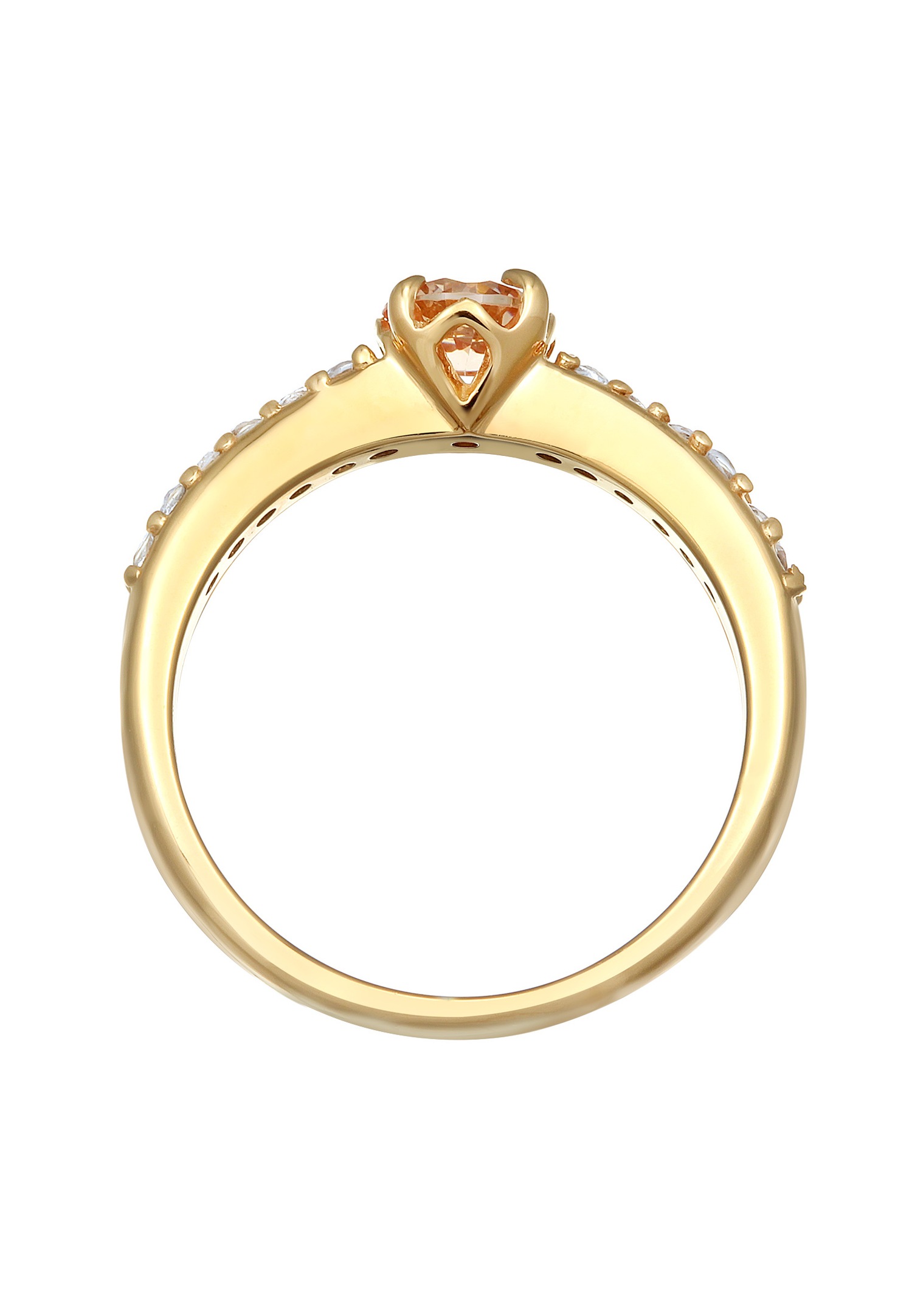 Elli PREMIUM Femmes Bague de fiançailles Elegant avec topaze et morganite en argent sterling 925 plaqué or