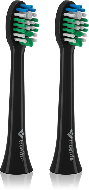 Cabeças de substituição padrão para escova de dentes TrueLife SonicBrush Compact, na cor preta.