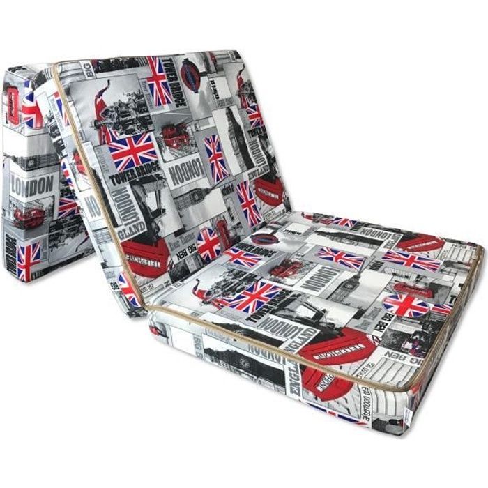 NATALIA SPZOO Opvouwbare futonmatras 198x80x10 cm - Schuim - Stevig - Grijs - Eenpersoons