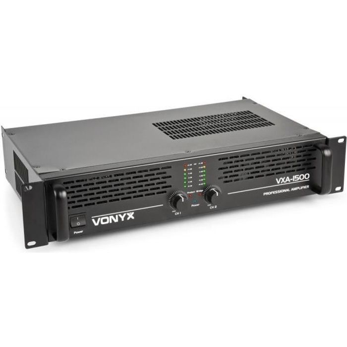 Amplificateur professionnel Vonyx VXA-1500 - 2 x 750 Watts - Connexion en pont - Qualité sonore haute
