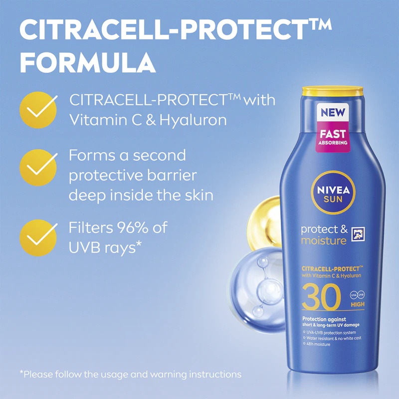 NIVEA SUN Protect & Moisture хидратантна лосион за заштиту од сунца SPF 30