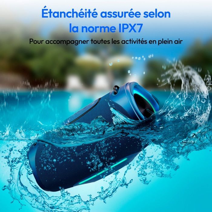 Enceinte Bluetooth - MEDION - P61762 - Bass Boost - IPX7 - Effets Lumineux RGB
