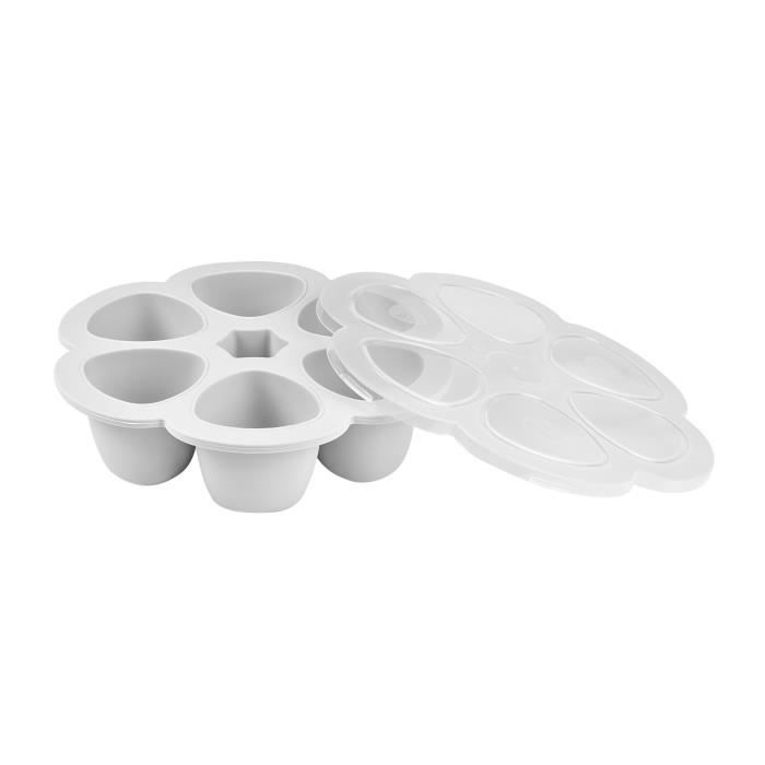 Contenitori multiporzione in silicone di alta qualità - BEABA - 6 x 90 ml - grigio