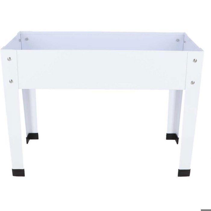 Canteiro elevado de metal branco, 62 x 29 x 45 cm